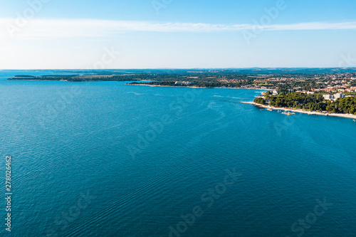 Beautiful aerial view and landscape of the sea coast city and buidings by the sea