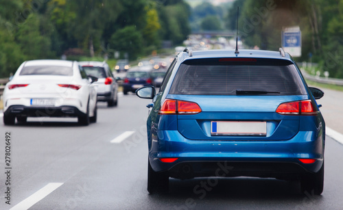 Cars in row on highway in traffic jam  © disq