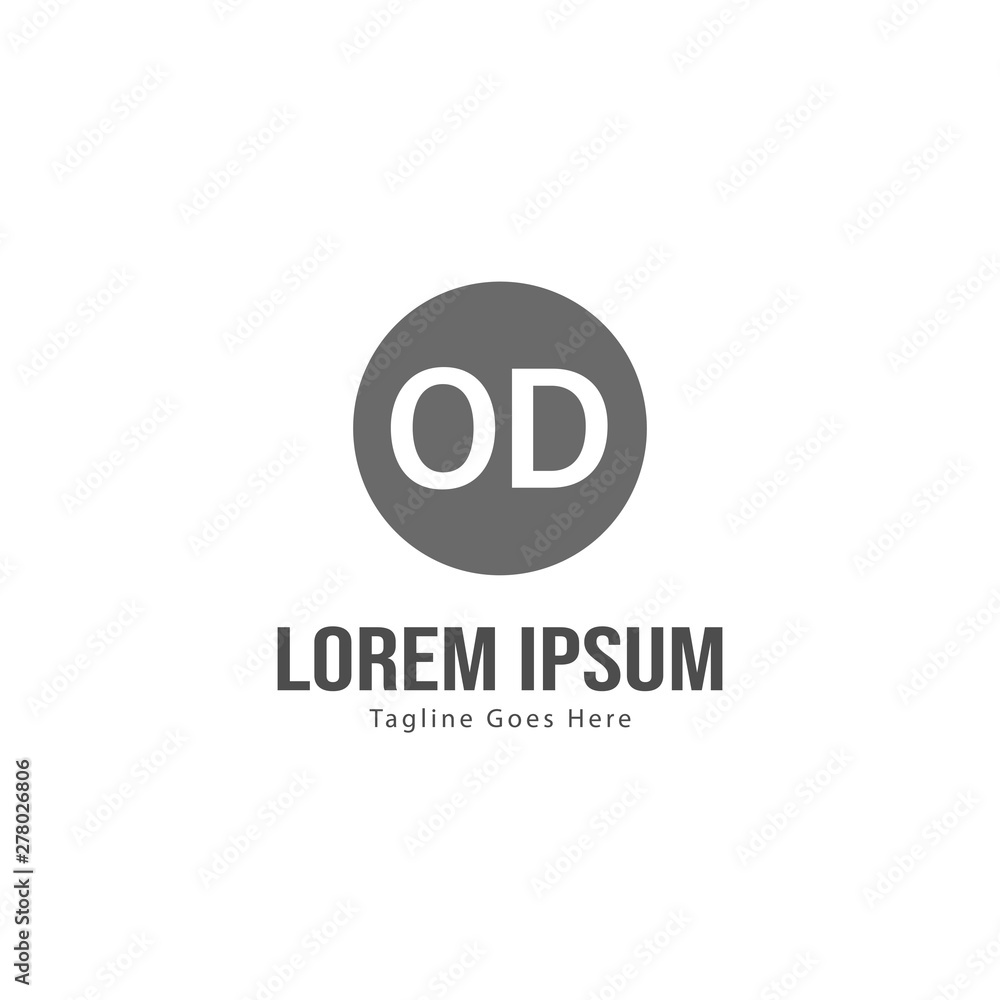 Initial OD logo template with modern frame. Minimalist OD letter logo vector illustration