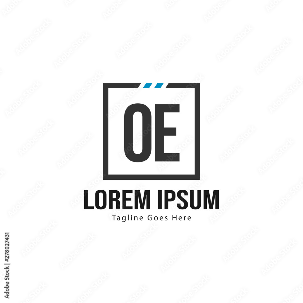 Initial OE logo template with modern frame. Minimalist OE letter logo vector illustration