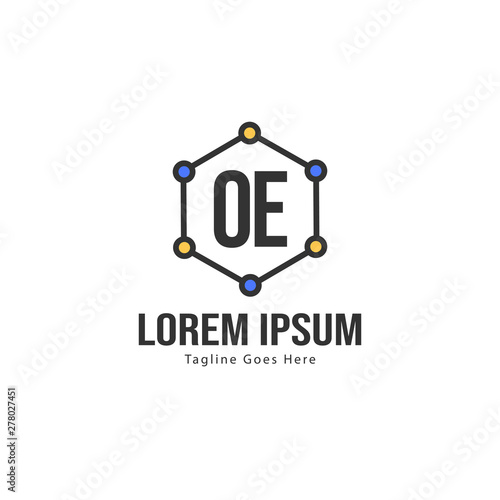 Initial OE logo template with modern frame. Minimalist OE letter logo vector illustration