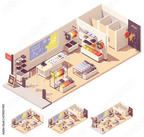 Obraz na płótnie Vector isometric clothing store interior w salonie