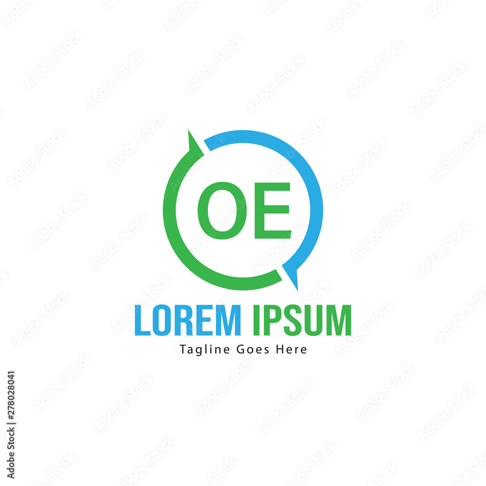 Initial OE logo template with modern frame. Minimalist OE letter logo vector illustration Initial OE logo template with modern frame. Minimalist OE letter logo vector illustration