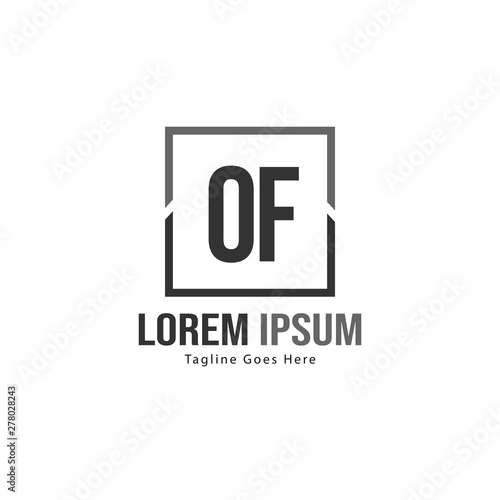 Initial OF logo template with modern frame. Minimalist OF letter logo vector illustration