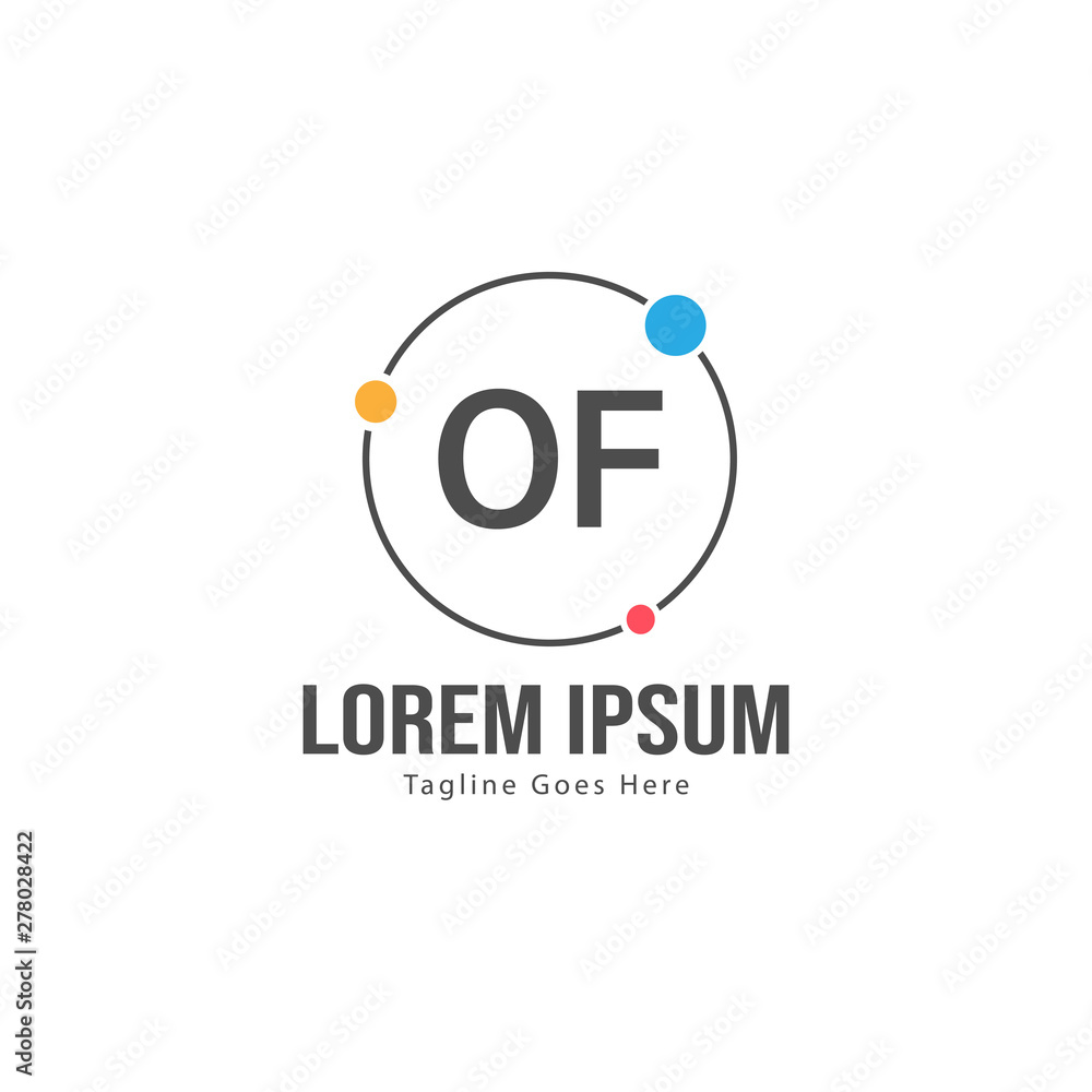 Obraz premium Initial OF logo template with modern frame. Minimalist OF letter logo vector illustration