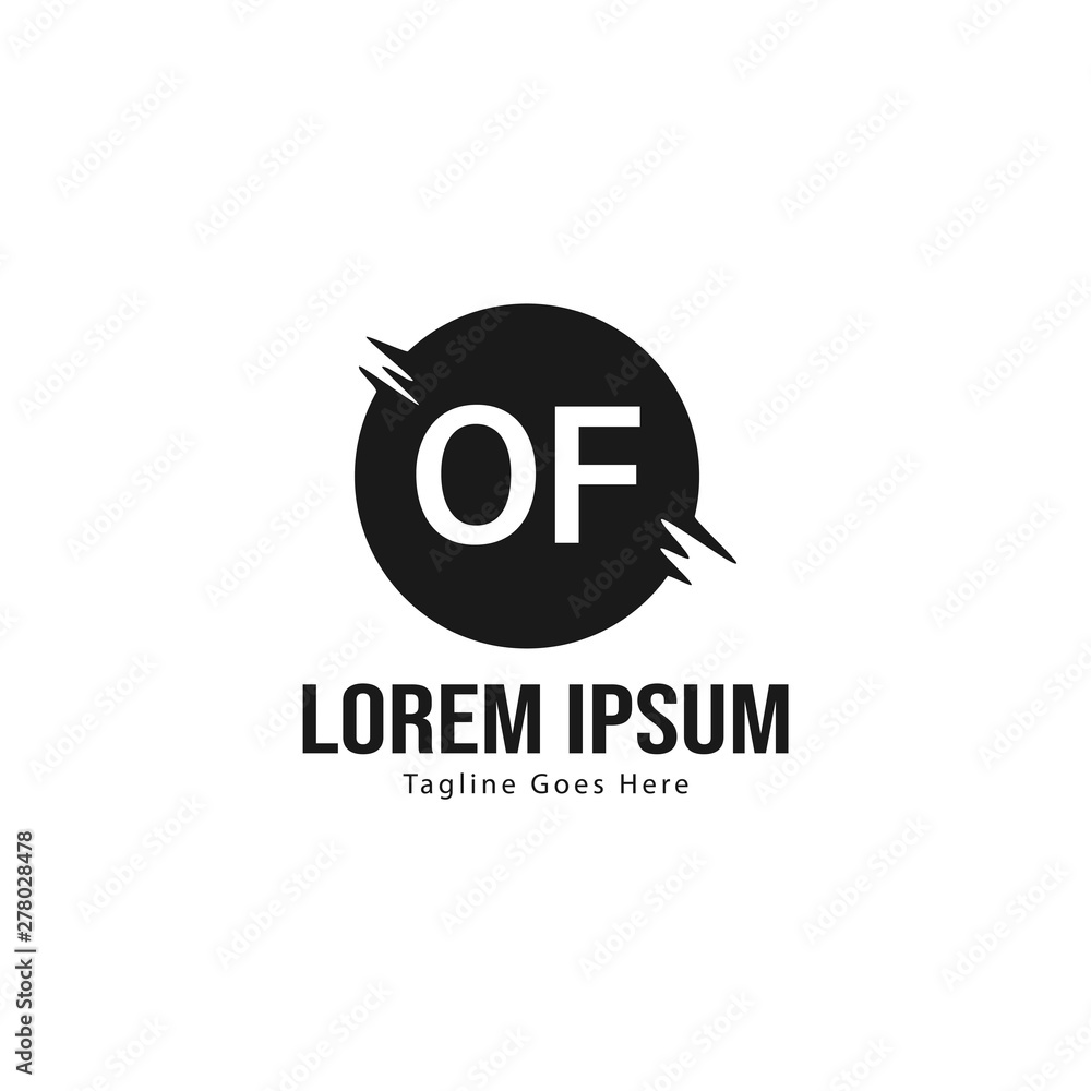 Initial OF logo template with modern frame. Minimalist OF letter logo vector illustration