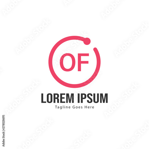 Initial OF logo template with modern frame. Minimalist OF letter logo vector illustration