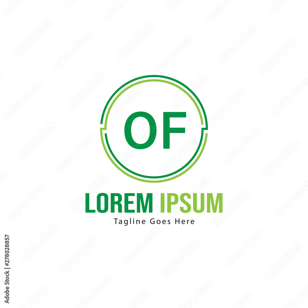 Initial OF logo template with modern frame. Minimalist OF letter logo vector illustration Initial OF logo template with modern frame. Minimalist OF letter logo vector illustration