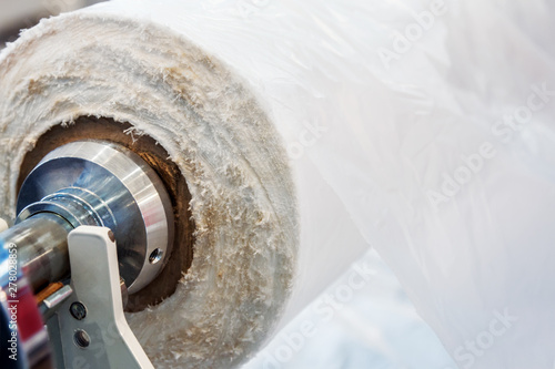Fotografi roll with cellophane in a shop or factory