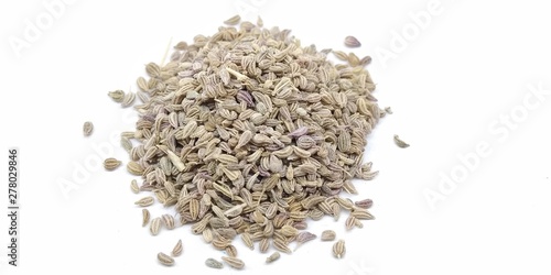 A picture of carom seed's on white background