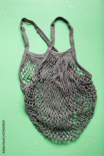 reusable mesh cotton shopping bag, plastic free zero waste concept