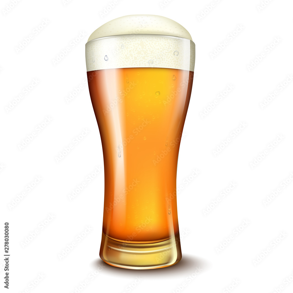 Wheat beer ads, beer glass with attractive beer, 3d illustration isolated on white background. Wheat beer ads, beer glass with attractive beer, 3d illustration isolated on white background.