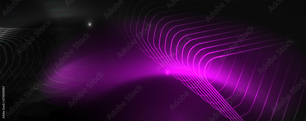 Shiny neon techno template. Neon lines background, 80s style laser rays Shiny neon techno template. Neon lines background, 80s style laser rays