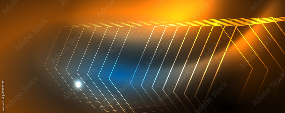 Neon glowing techno lines, hi-tech futuristic abstract background template, vector Neon glowing techno lines, hi-tech futuristic abstract background template, vector