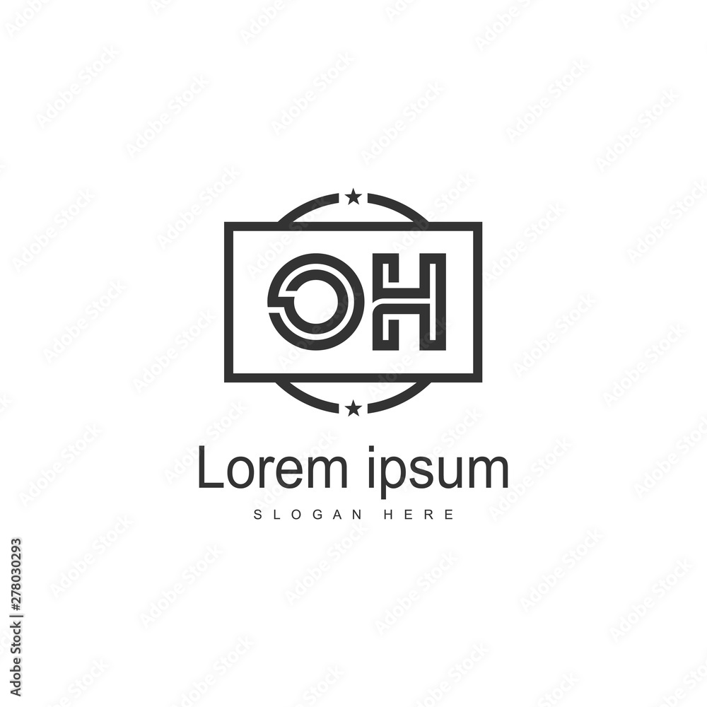 Initial OH logo template with modern frame. Minimalist OH letter logo vector illustration Initial OH logo template with modern frame. Minimalist OH letter logo vector illustration