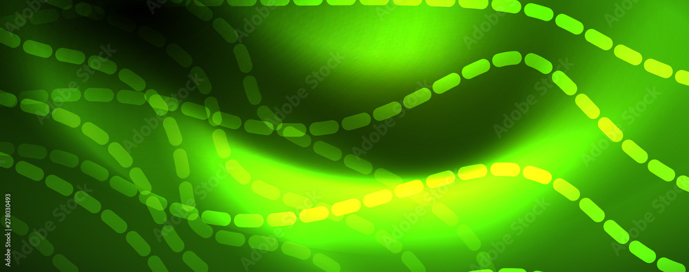 Obraz premium Shiny neon vector wave line abstract background, motion concept