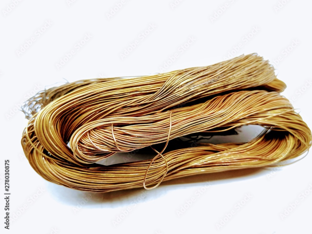 A picture of copper wire on white background A picture of copper wire on white background