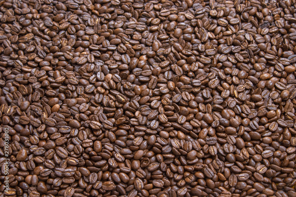Coffee background, roasted beans texture 