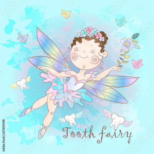 Tooth fairy is a fabulous creature. Nice style. Teeth. Dentistry. Vector