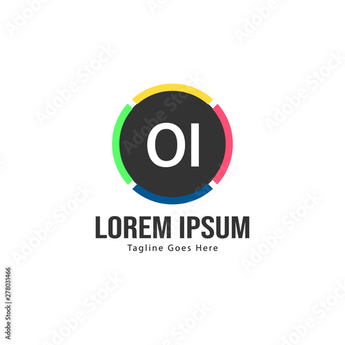 Initial OI logo template with modern frame. Minimalist OI letter logo vector illustration