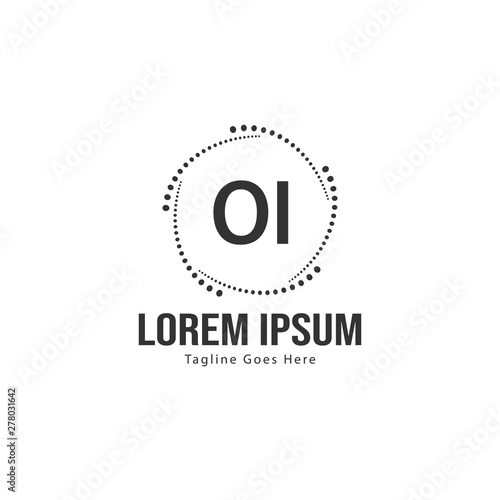 Initial OI logo template with modern frame. Minimalist OI letter logo vector illustration