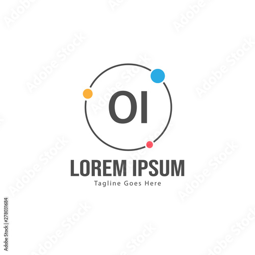 Initial OI logo template with modern frame. Minimalist OI letter logo vector illustration