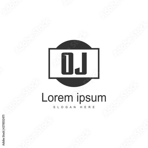 Initial OJ logo template with modern frame. Minimalist OJ letter logo vector illustration