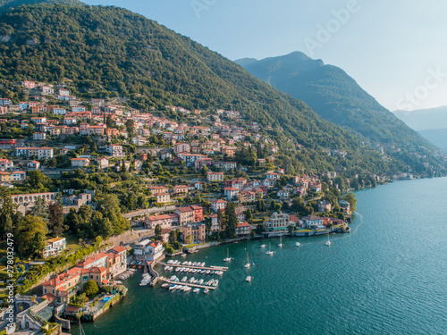 Lake of Como, little port and village of Moltrasio. Holidays in Italy photo