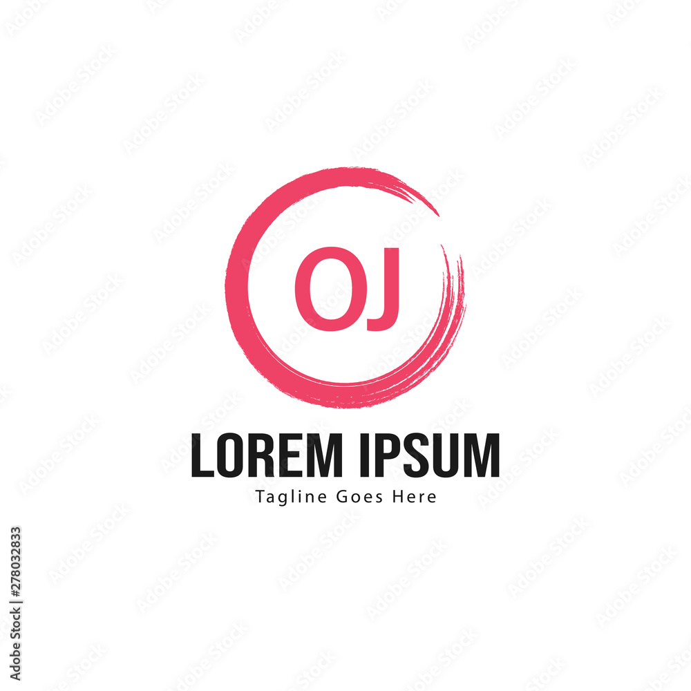 Initial OJ logo template with modern frame. Minimalist OJ letter logo vector illustration