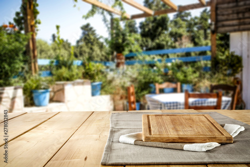 Table background in the sunshine in the summer