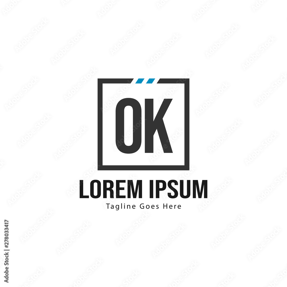 Initial OK logo template with modern frame. Minimalist OK letter logo vector illustration Initial OK logo template with modern frame. Minimalist OK letter logo vector illustration