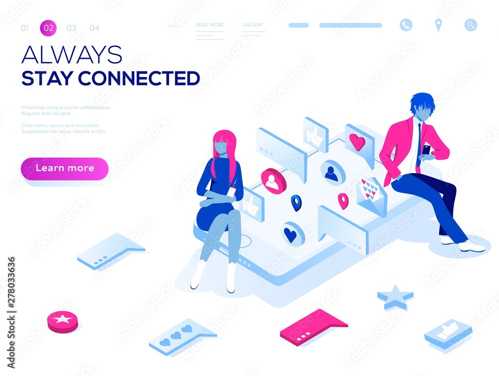 Vector 3d isometric landing page concept