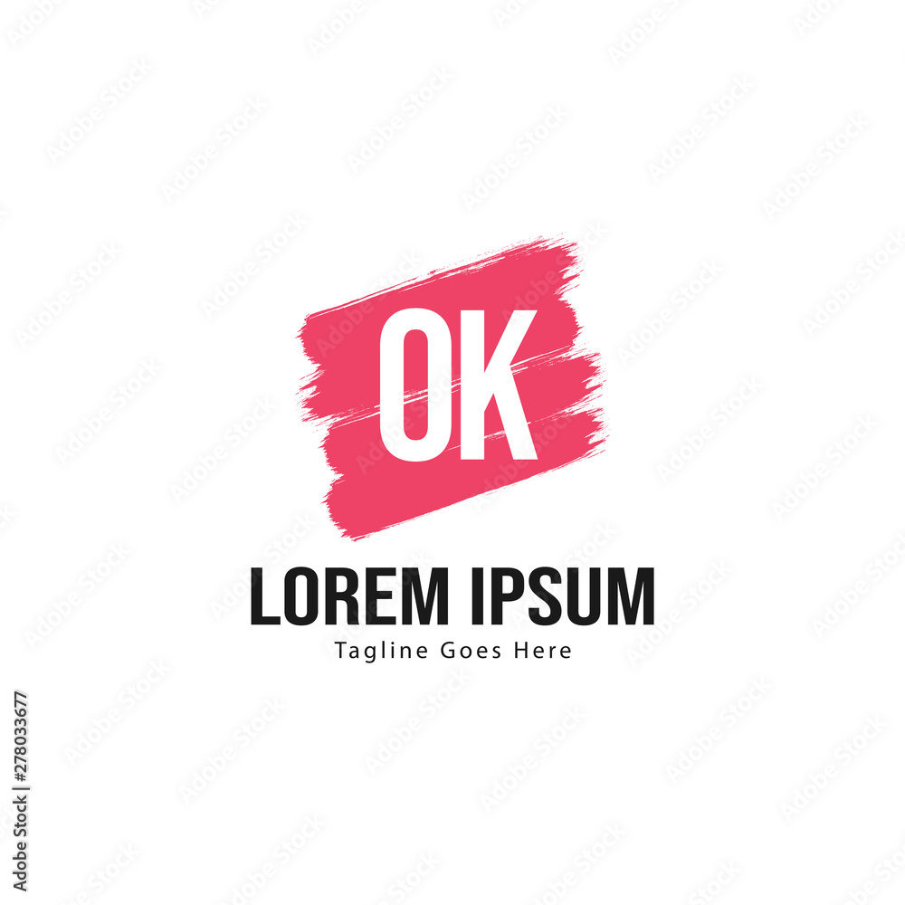 Initial OK logo template with modern frame. Minimalist OK letter logo vector illustration Initial OK logo template with modern frame. Minimalist OK letter logo vector illustration