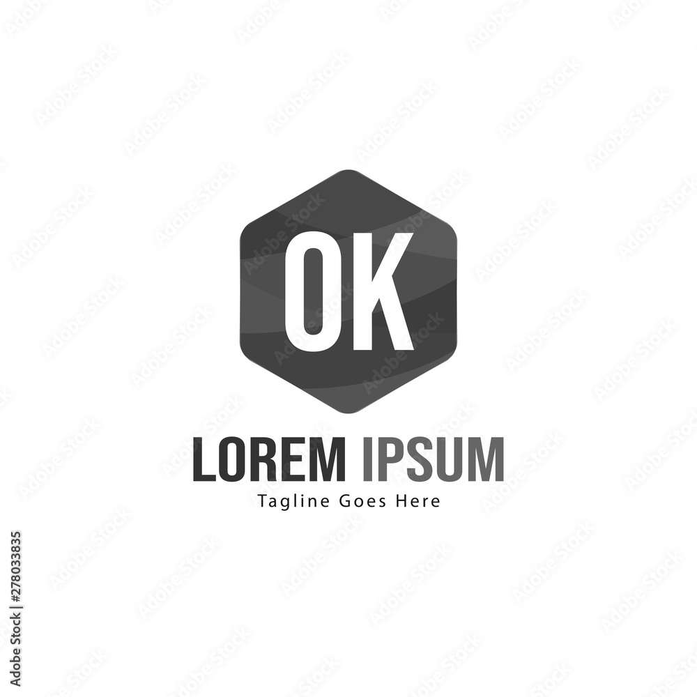 Initial OK logo template with modern frame. Minimalist OK letter logo vector illustration