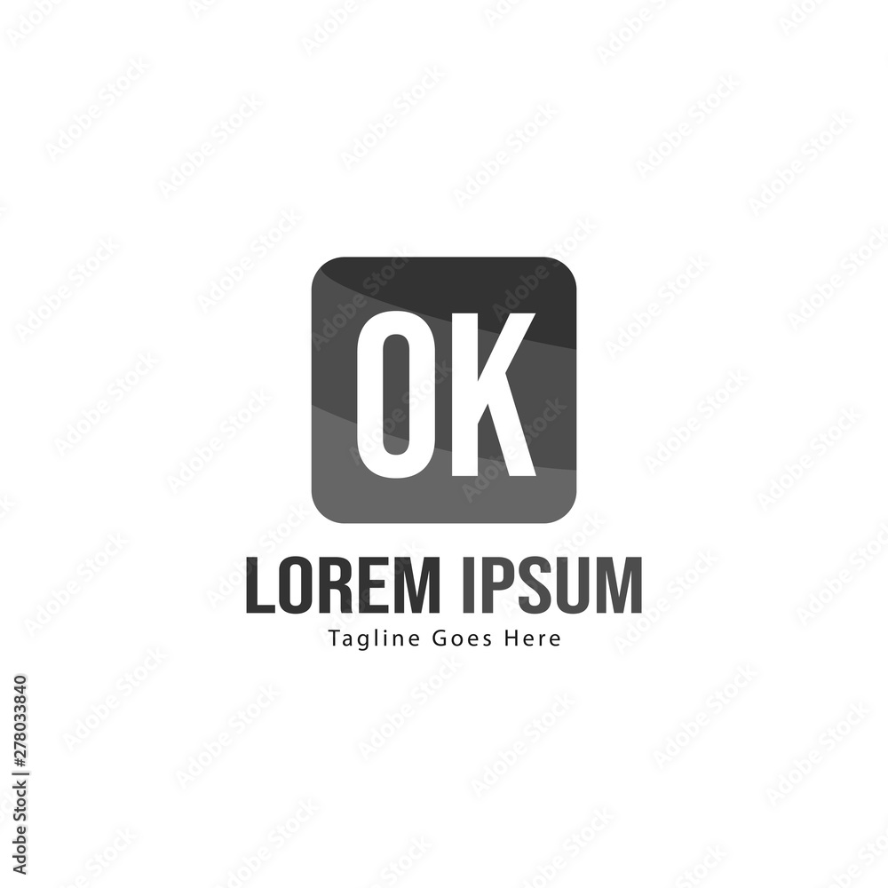 Initial OK logo template with modern frame. Minimalist OK letter logo vector illustration Initial OK logo template with modern frame. Minimalist OK letter logo vector illustration