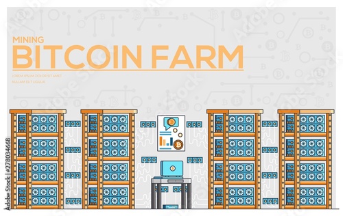 Mining crypto currency, bitcoin horizontal banner.
