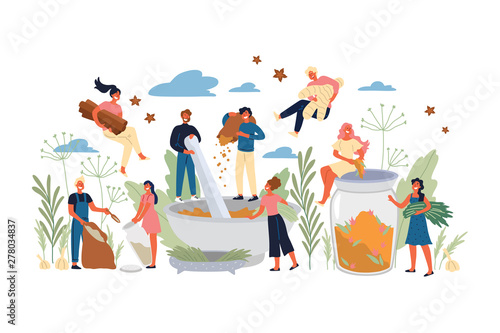 Concept of Spices, Herbs, Food and Ayurveda.