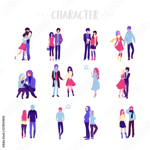 Flat cartoon happy romantic