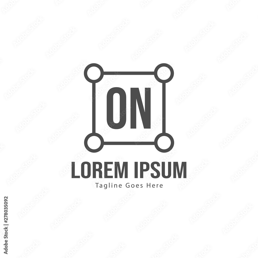 Initial ON logo template with modern frame. Minimalist ON letter logo vector illustration Initial ON logo template with modern frame. Minimalist ON letter logo vector illustration