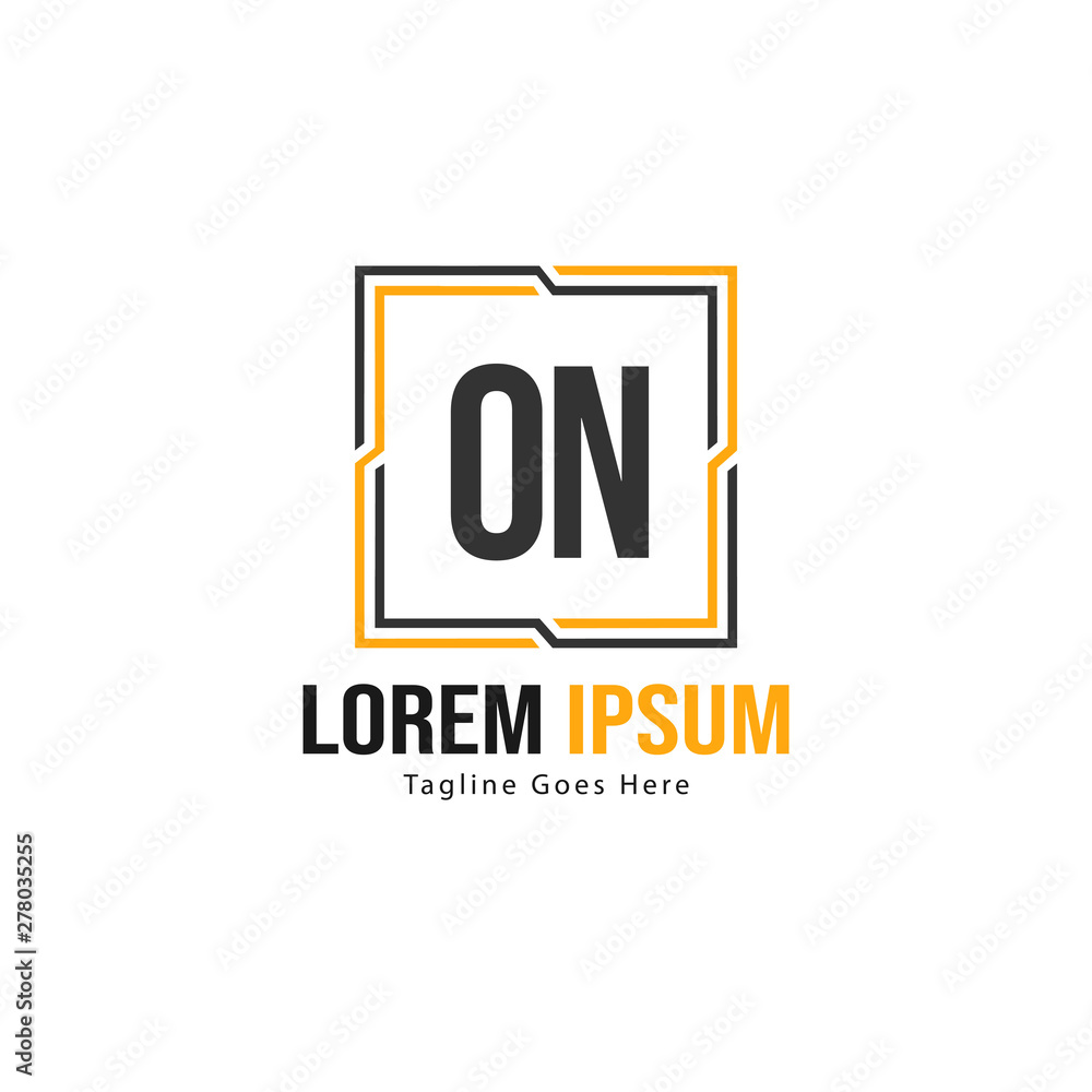 Initial ON logo template with modern frame. Minimalist ON letter logo vector illustration Initial ON logo template with modern frame. Minimalist ON letter logo vector illustration