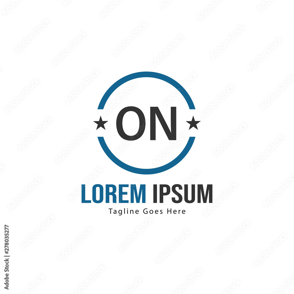 Initial ON logo template with modern frame. Minimalist ON letter logo vector illustration Initial ON logo template with modern frame. Minimalist ON letter logo vector illustration