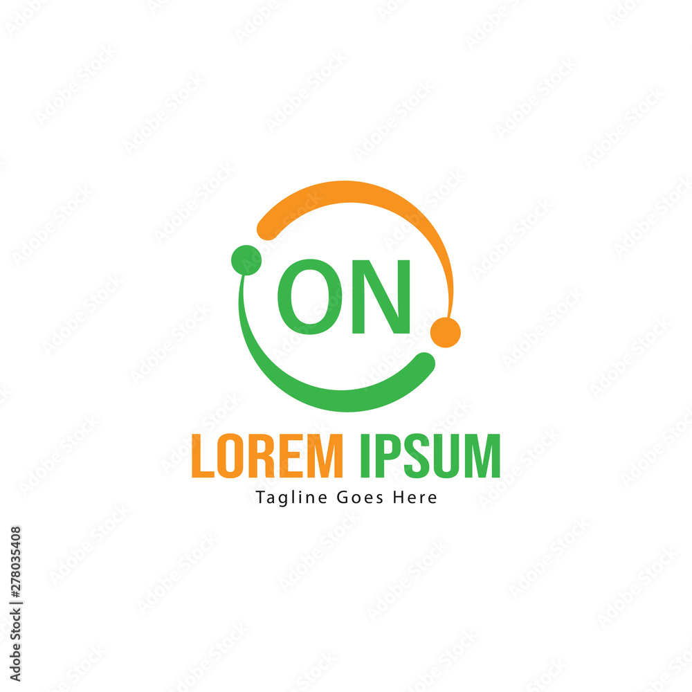 Initial ON logo template with modern frame. Minimalist ON letter logo vector illustration Initial ON logo template with modern frame. Minimalist ON letter logo vector illustration