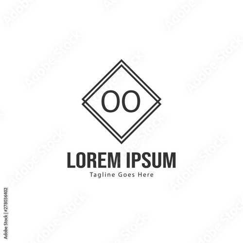 Initial OO logo template with modern frame. Minimalist OO letter logo vector illustration