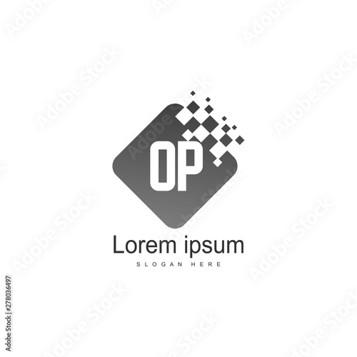 Initial OP logo template with modern frame. Minimalist OP letter logo vector illustration © Robani