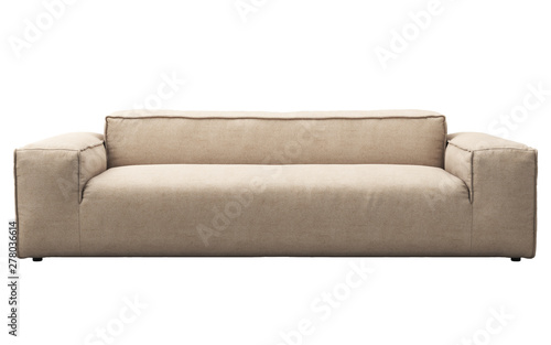 Modern light beige fabric sofa. 3d render