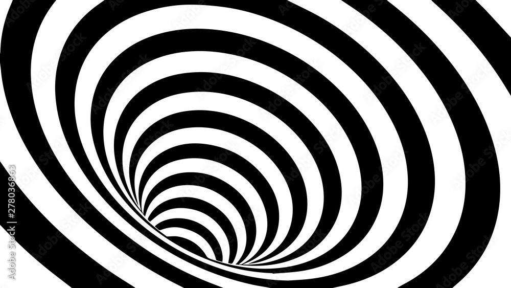 Tunnel or wormhole. Movement lines illusion. Abstract wave whith black and white curve lines. Vector optical illusion. Tunnel or wormhole. Movement lines illusion. Abstract wave whith black and white curve lines. Vector optical illusion.