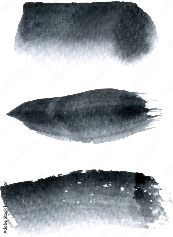 Set of vector brush strokes. Dirty ink texture splatters. Grunge rectangle text boxes Set of vector brush strokes. Dirty ink texture splatters. Grunge rectangle text boxes