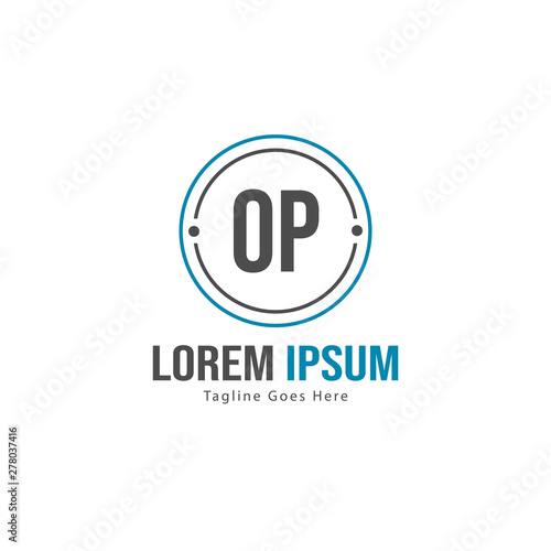 Initial OP logo template with modern frame. Minimalist OP letter logo vector illustration