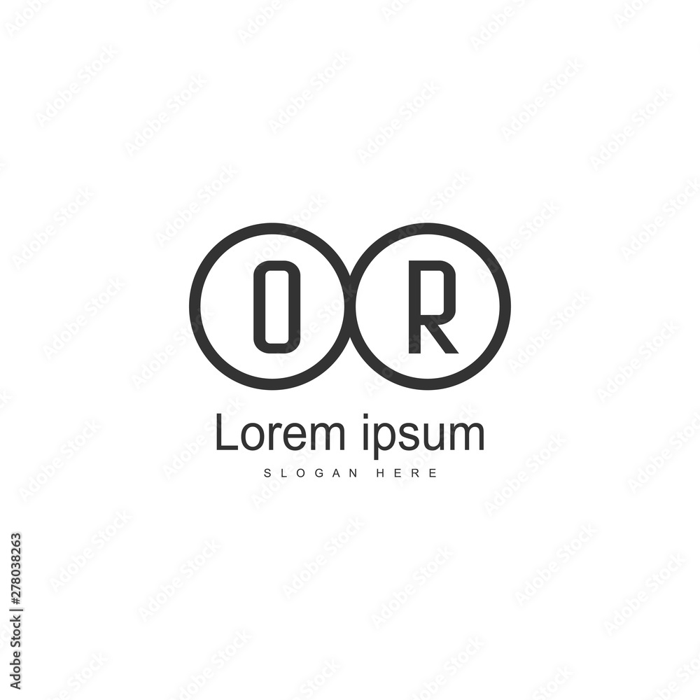 Initial OR logo template with modern frame. Minimalist OR letter logo vector illustration