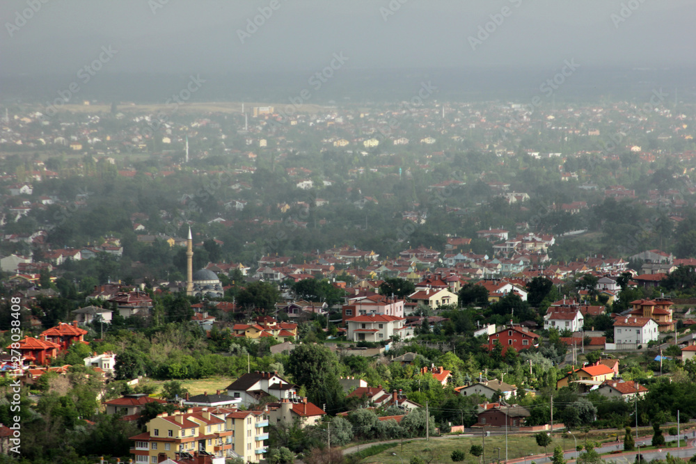 Naklejka view of konya city from the hills